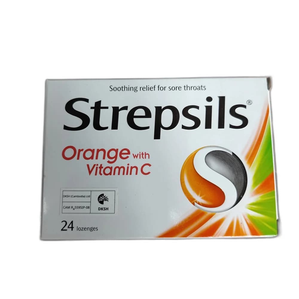 Strepsils Dichlorophenylcarbinol 1.2 mg / Amylmetacresol 0.6 mg / Vitamin C 100 mg