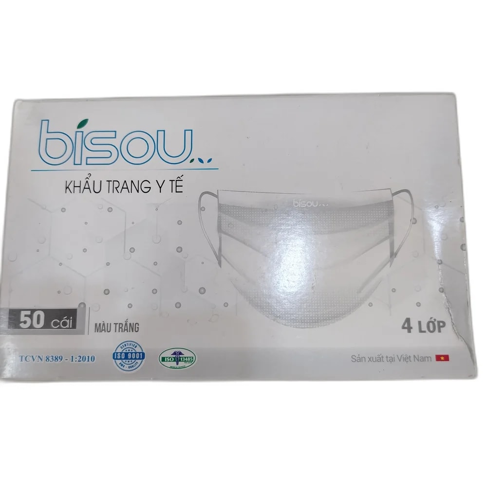 Bisou Face Mask White 4-Layer 50 pcs - PONLEU DOUNG DARA PHARMACY