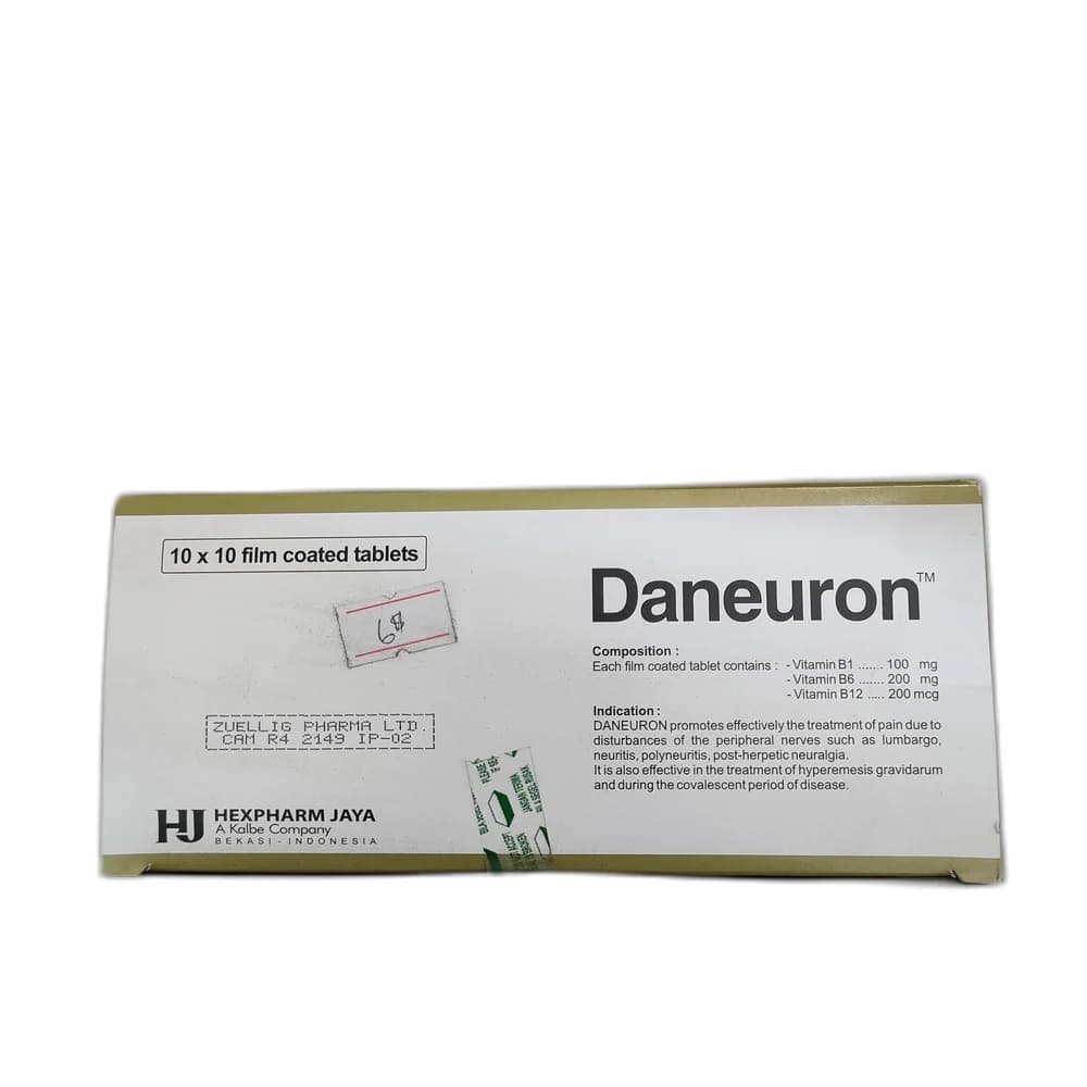 Daneuron Vitamin B1 100 mg / Vitamin B6 200 mg / Vitamin B12 200 mcg per tablet