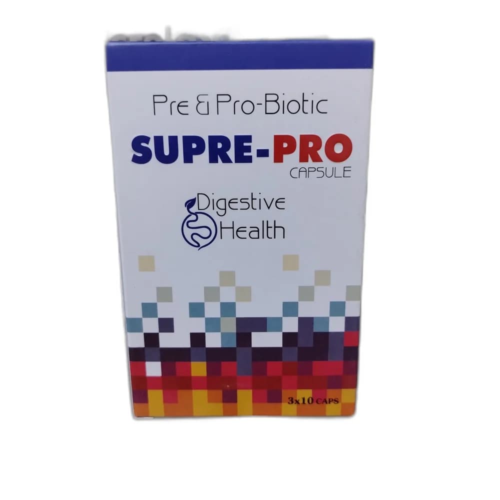 Supre-Pro 2.75 billion CFU total live bacteria + 100 mg Fructooligosaccharides per capsule