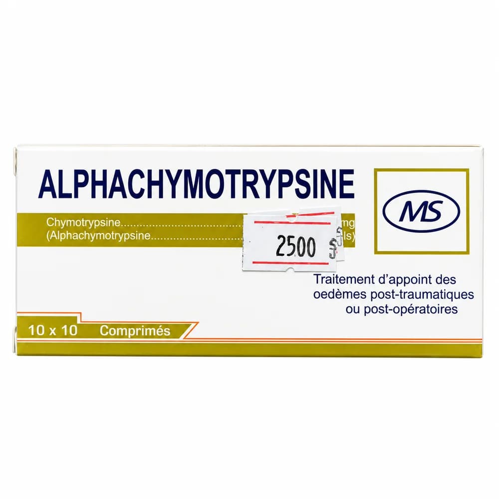 Alphachymotrypsine 4.2 mg (21 microkatals) per tablet