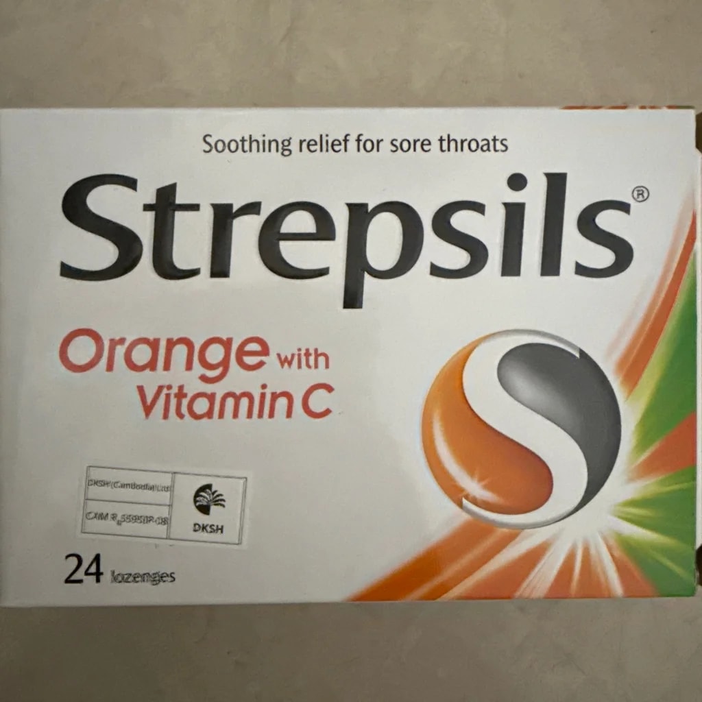 Strepsils Orange Dichlorophenylcarbinol 1.2mg Amylmetacresol 0.6mg Vitamin C 100mg - PONLEU DOUNG DARA PHARMACY