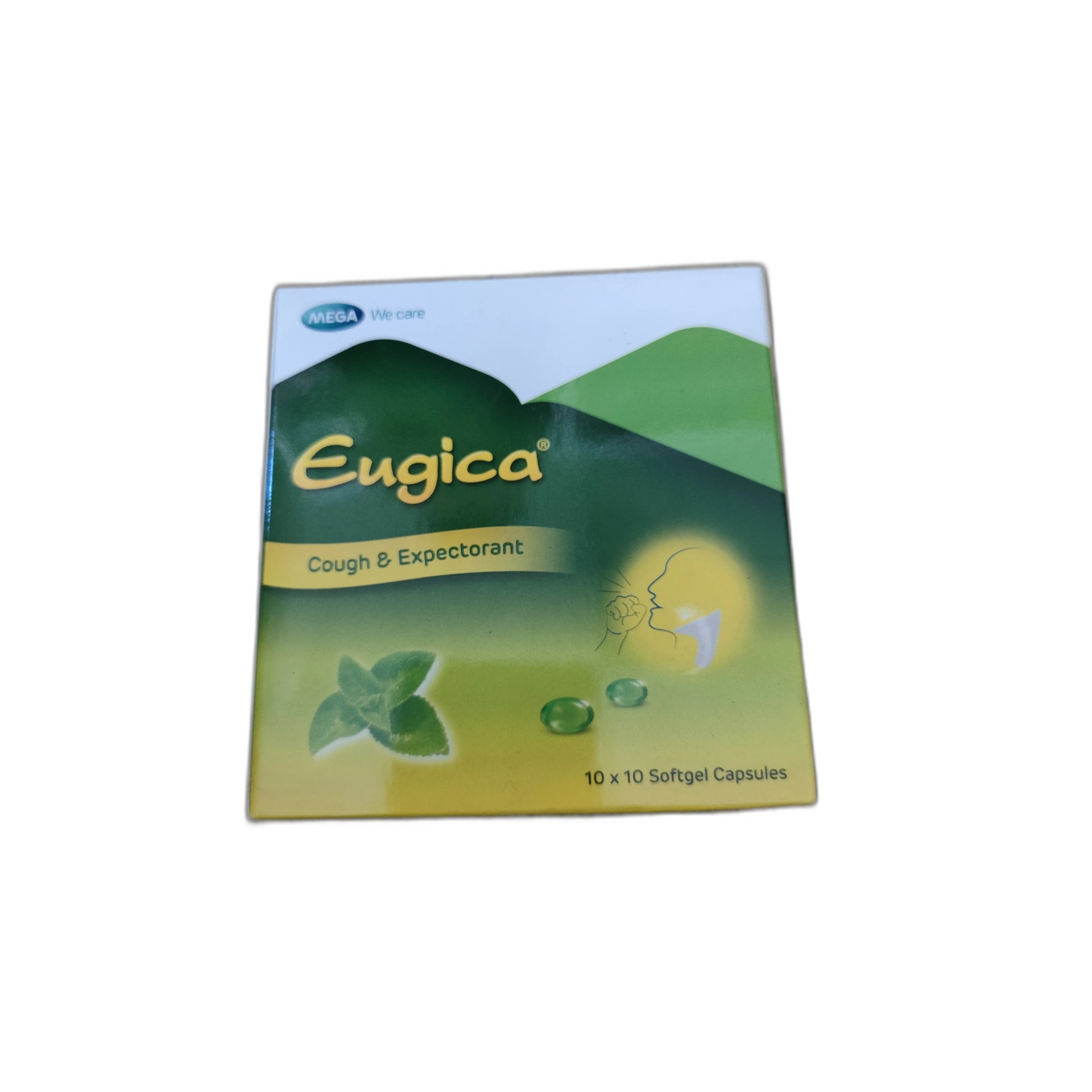 Eugica Cough & Expectorant Eucalyptus 100mg + Ginger 0.5mg + Menthol 0.5mg + Ash essential oil 0.18mg per softgel capsule - PHARMARCY DARA RAKSMEY KOK CHAMBOK