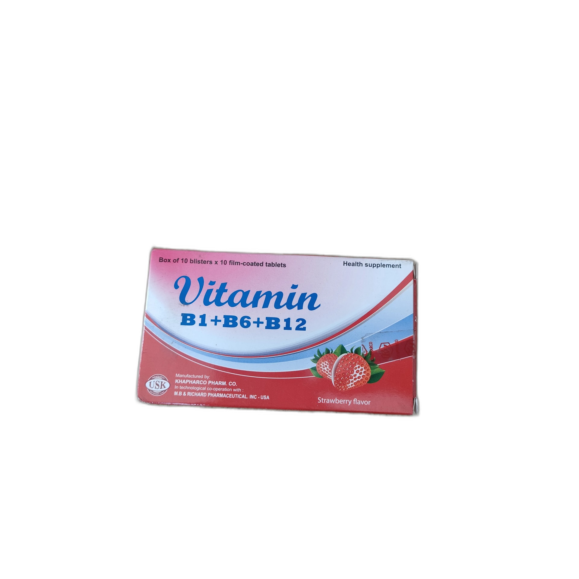 Vitamin B1 B6 B12 Strawberry Vitamin B1 5000mcg + B6 5000mcg + B12 5000mcg - PHARMARCY DARA RAKSMEY KOK CHAMBOK