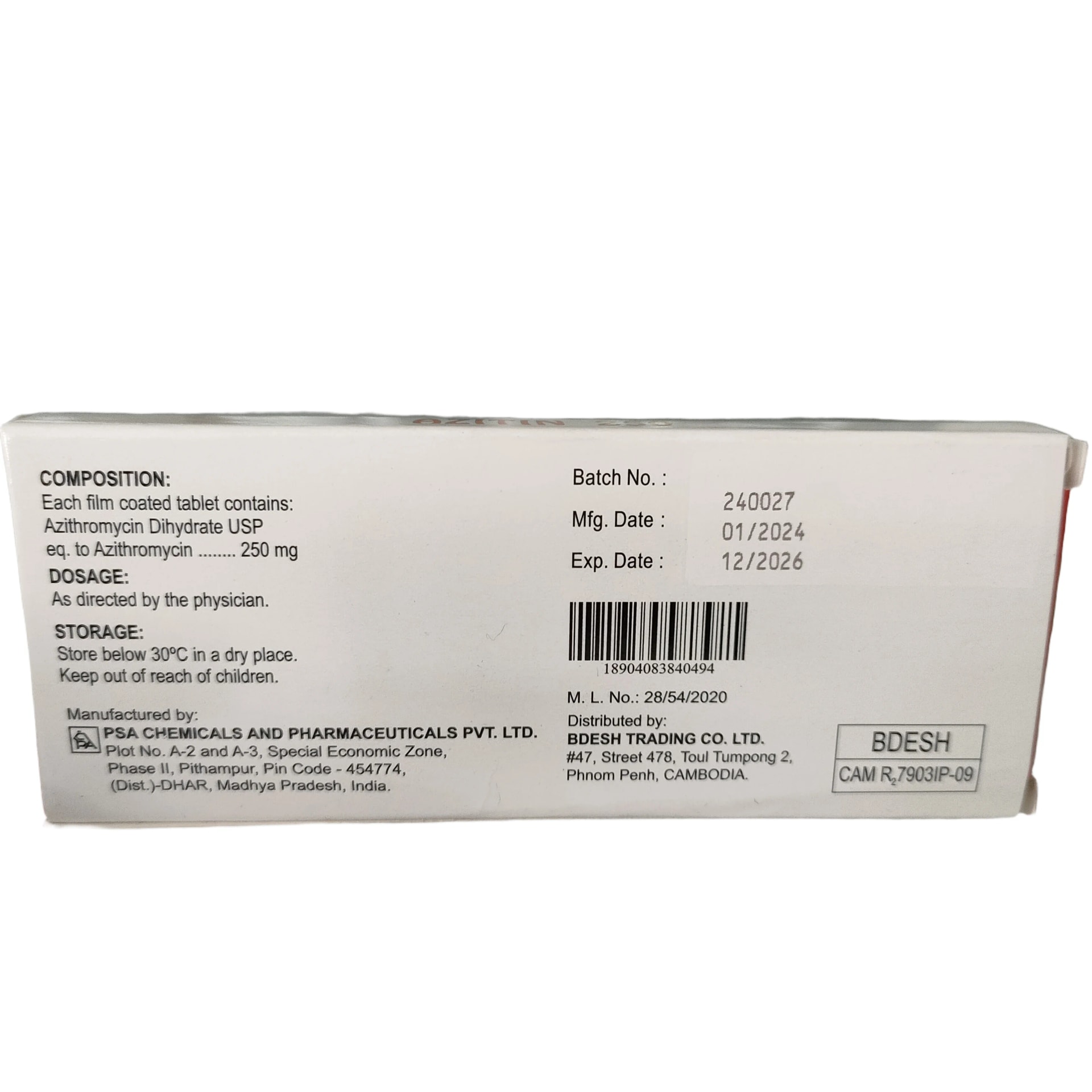 Azitin 250mg - PHARMACY PONLEU AOSOT