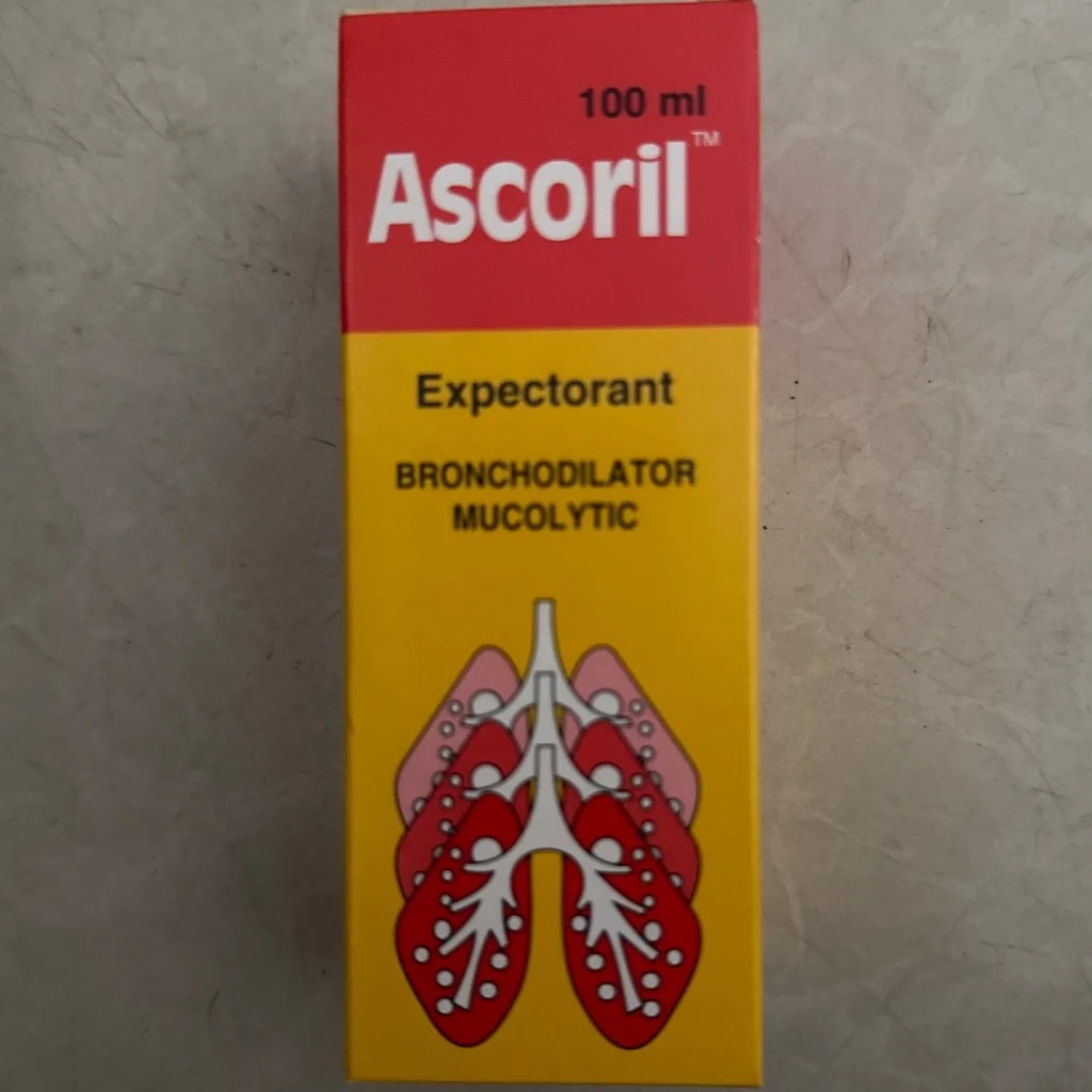 Ascoril syrup 100ml Salbutamol 2mg Bromhexine 4mg Guaifenesine 100mg Mentol 1mg /10ml - PONLEU DOUNG DARA PHARMACY