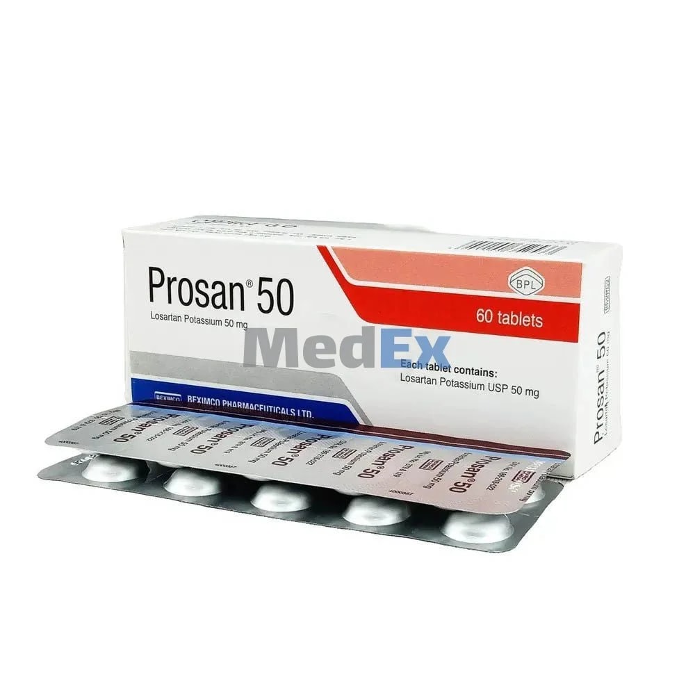 Prosan 50 Losartan Potassium 50mg - แฑแแแแแแถแ แแแแธแแแแกแถแแ