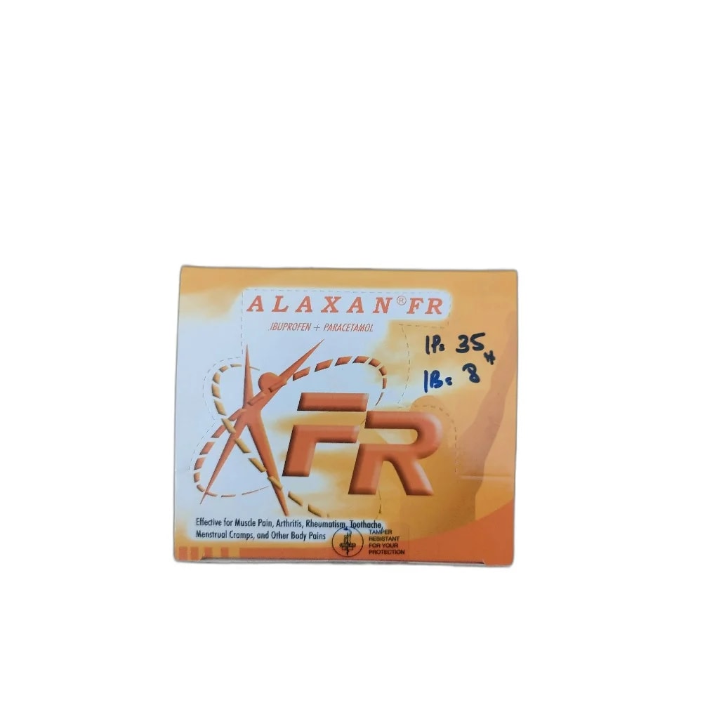 Alaxan FR Ibuprofen 200mg + Paracetamol 325mg - PHARMARCY DARA RAKSMEY KOK CHAMBOK