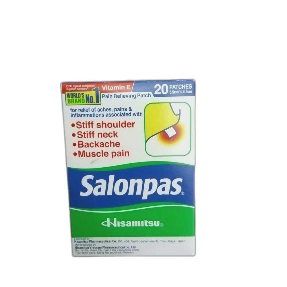 Salonpas Methyl salicylate 6.3% / L-menthol 5.7% / dl-camphor 1.2% / tocopherol acetate 2.0% - Pharmarcy Tareach