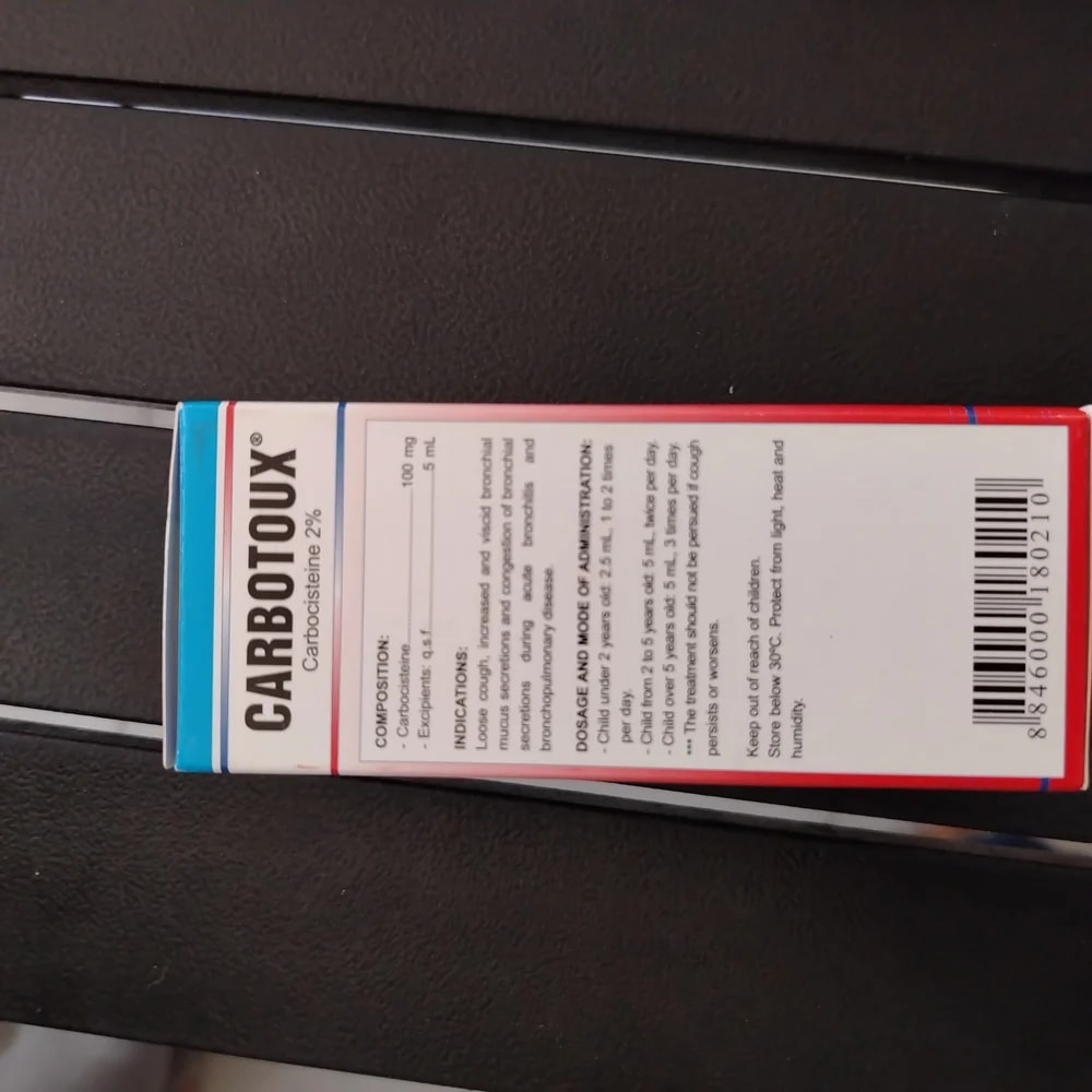 Carbotoux 2% (Child) Carbocisteine 100 mg per 5 mL (2%) - CHEANIMUL PHARMACY