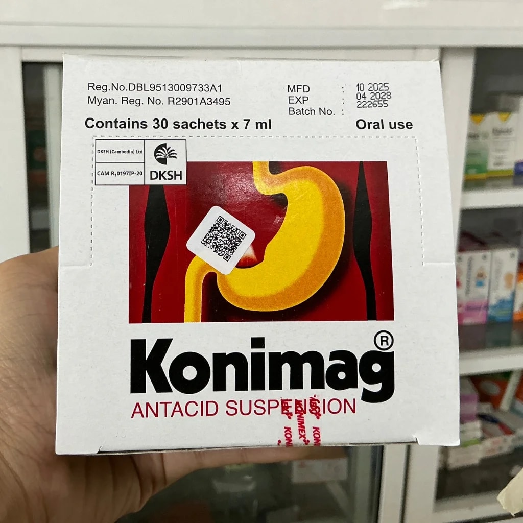 Konimag Mg Trisilicate300mg Al Hydroxide dried gel 300 simethicine50mg - Pharmacy Pichserey