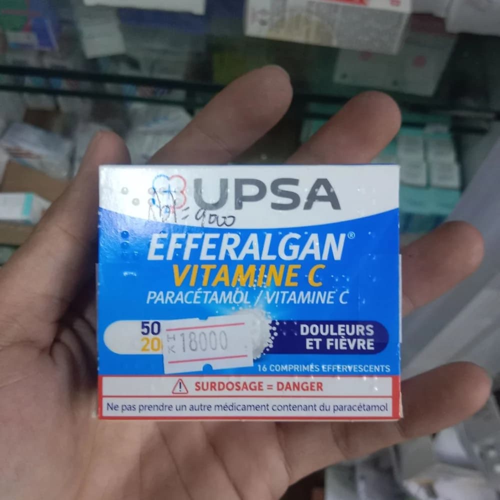 Efferalgan Vitamine C Paracetamol 500 mg + vitamin C 200 mg per effervescent tablet