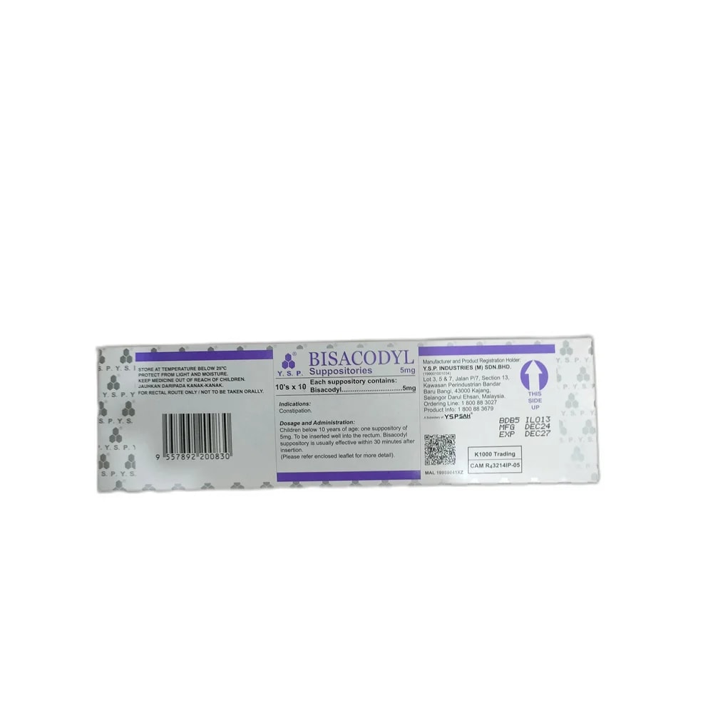 Bisacodyl Suppositories 5 mg - PHARMACIE MONGKUL