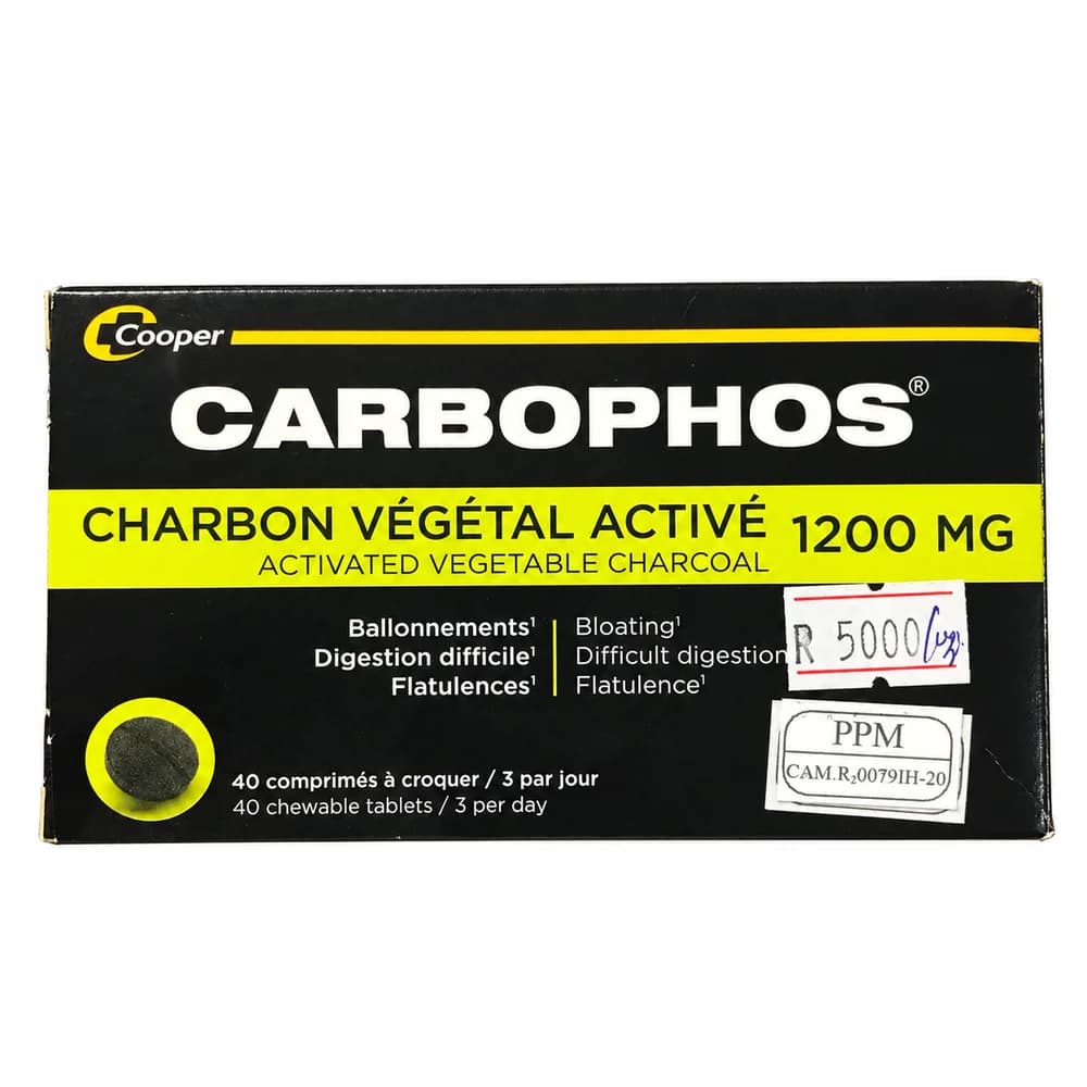 Carbophos 1200 mg per 3 tablets (400 mg activated charcoal per tablet)