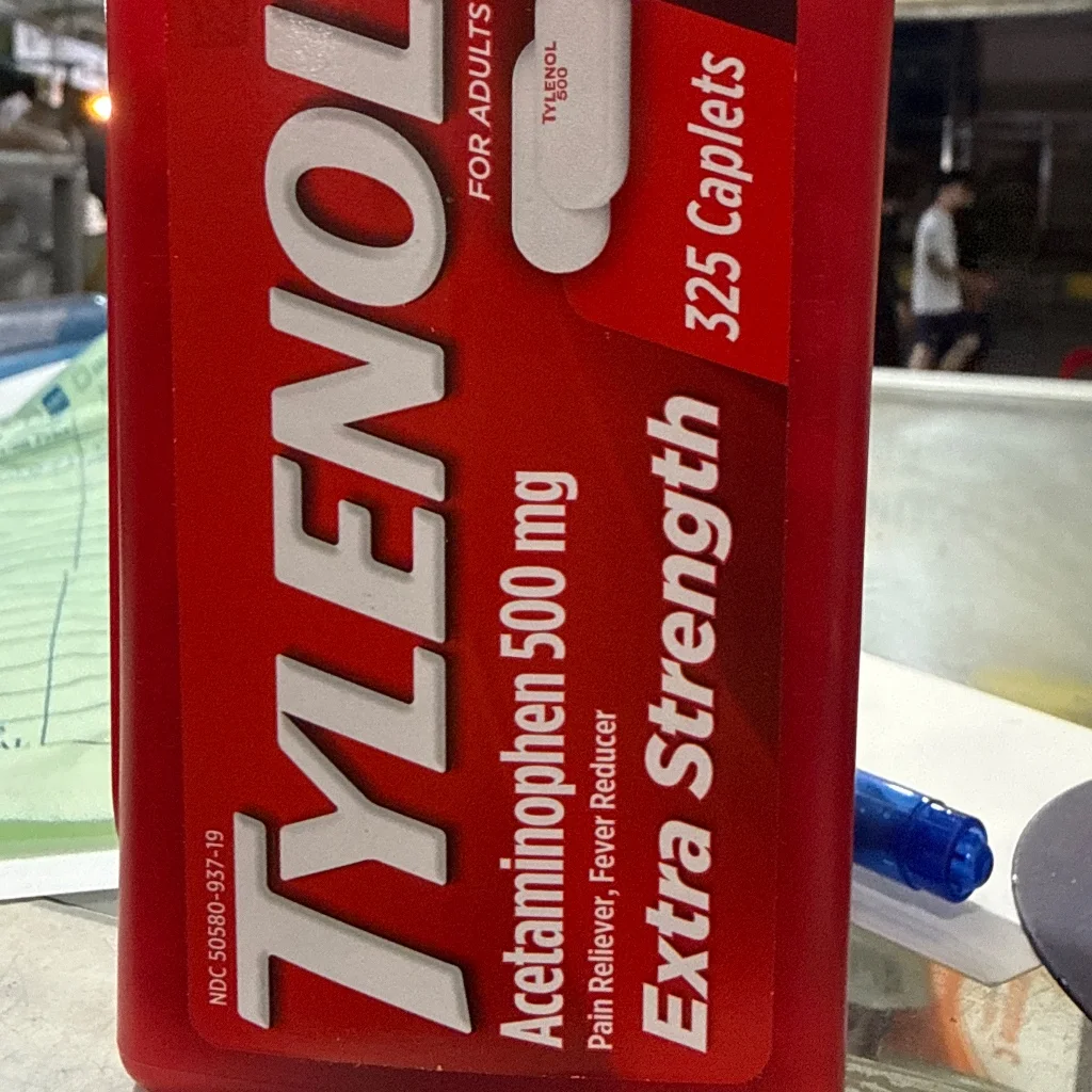 Tylenol — available at pharmacies in Cambodia on PharmKulen
