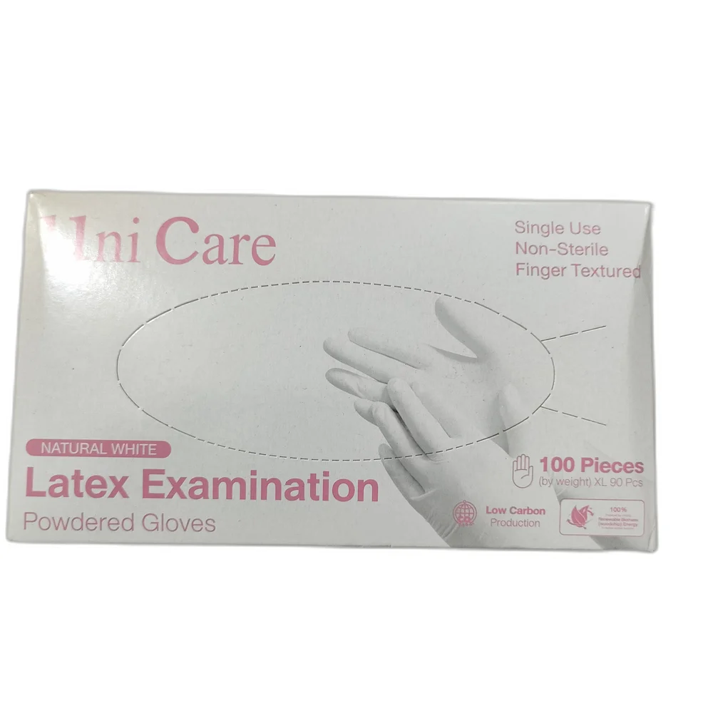 Uni Care Latex Examination Gloves — available at pharmacies in Cambodia on PharmKulen