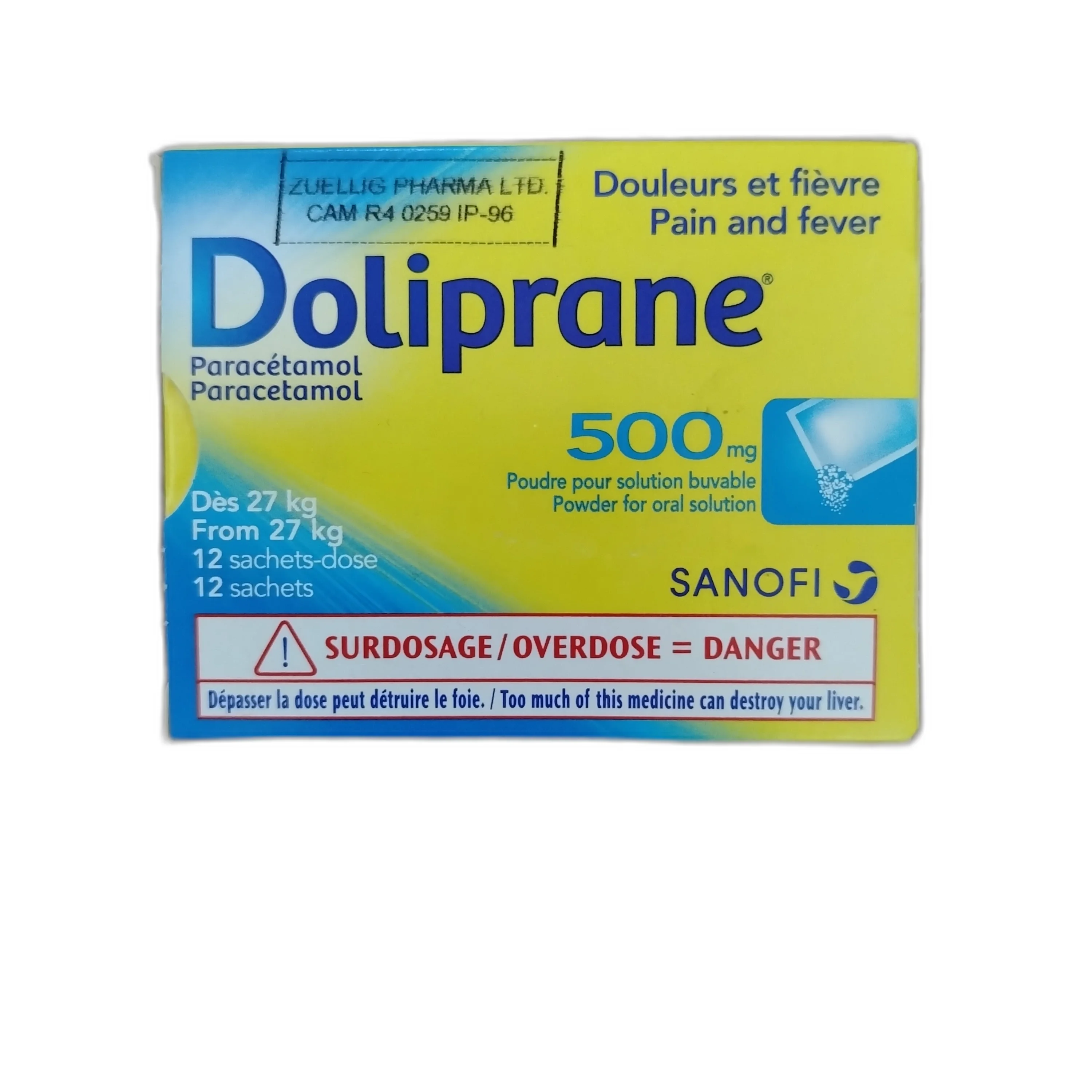 Doliprane — available at pharmacies in Cambodia on PharmKulen