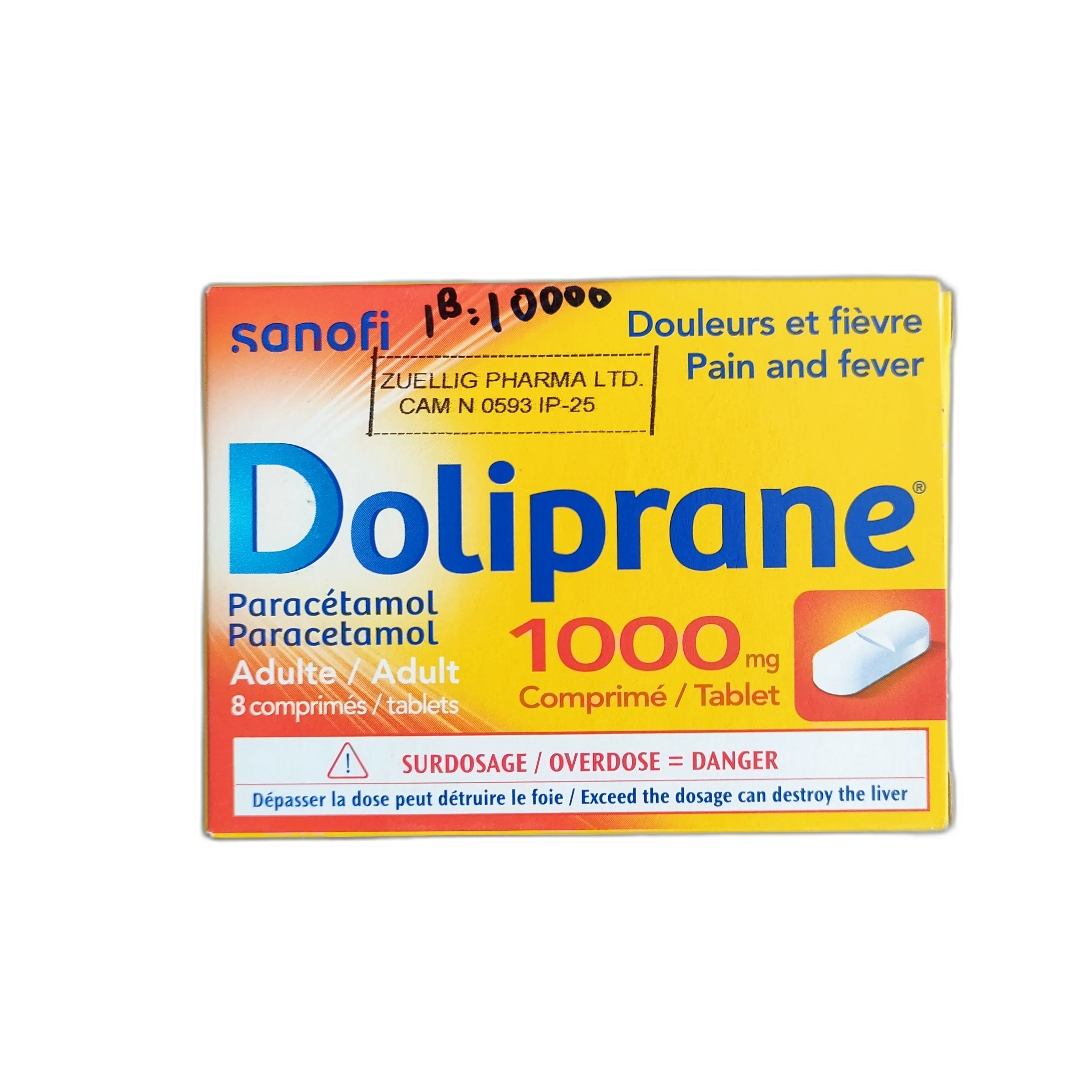 Doliprane 1000mg — available at pharmacies in Cambodia on PharmKulen
