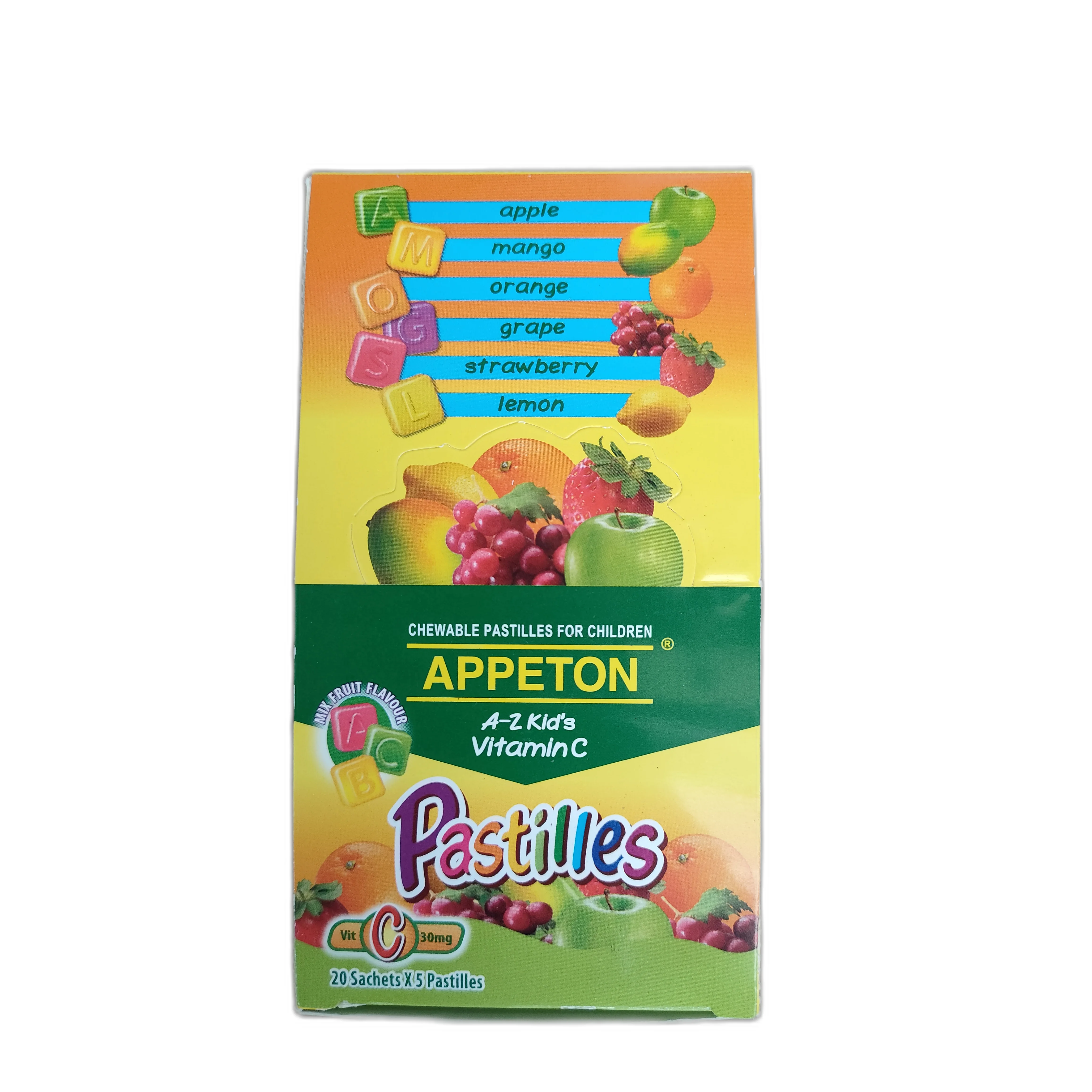 Appeton A-Z Kid's Vitamin C Pastilles — available at pharmacies in Cambodia on PharmKulen
