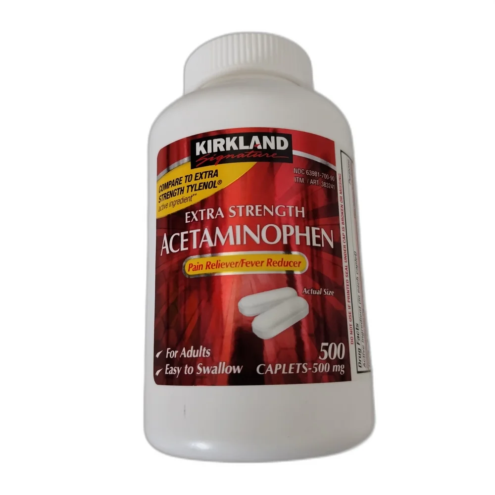 Kirkland Signature Extra Strength Acetaminophen — available at pharmacies in Cambodia on PharmKulen