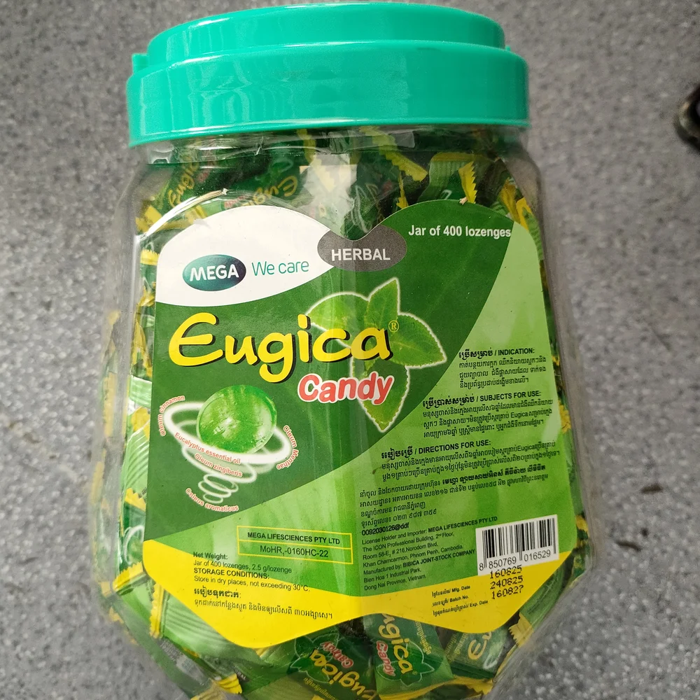 Eugica Candy — available at pharmacies in Cambodia on PharmKulen