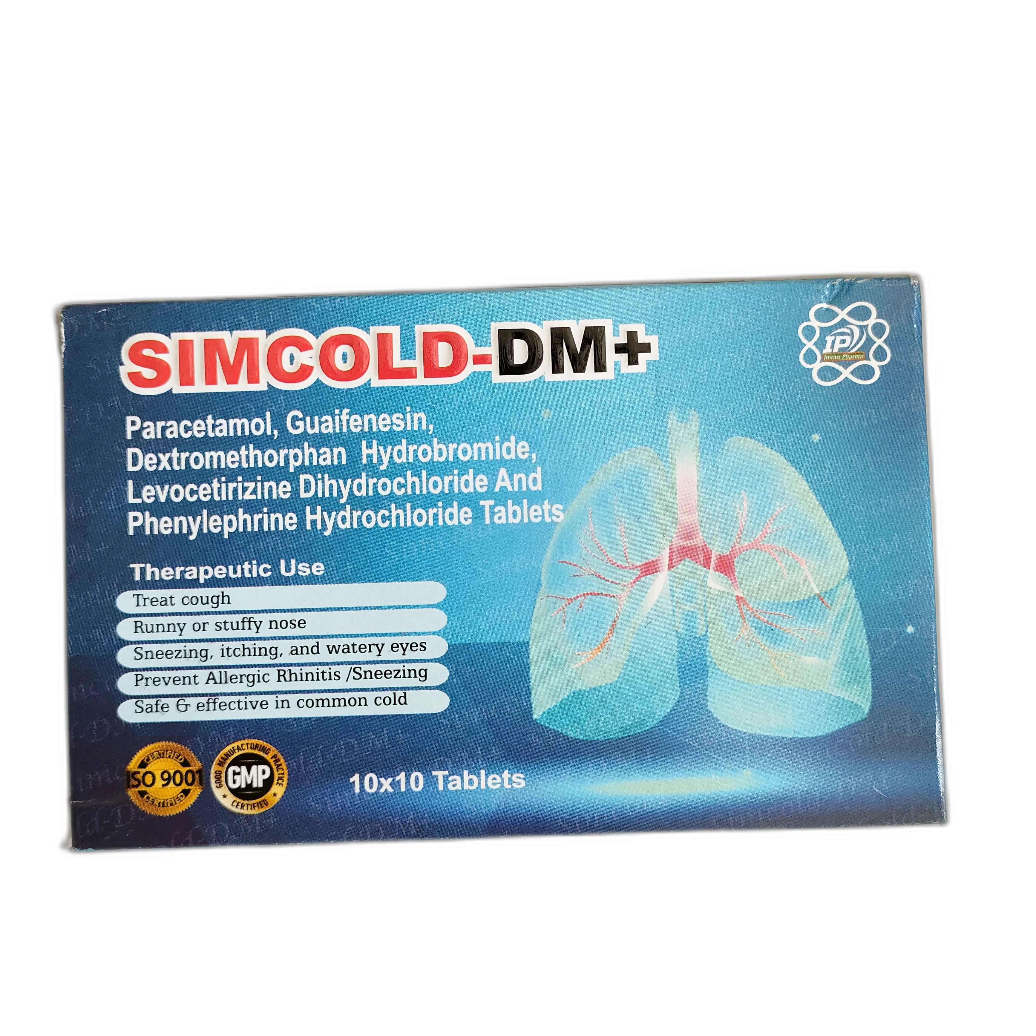 Simcold-DM+ — available at pharmacies in Cambodia on PharmKulen