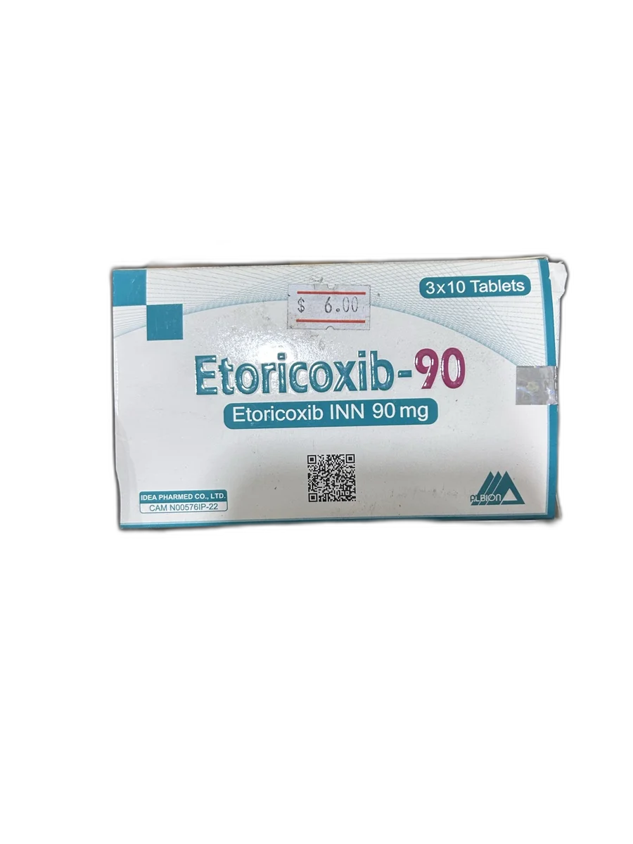 Etoricoxib INN 90 mg — available at pharmacies in Cambodia on PharmKulen