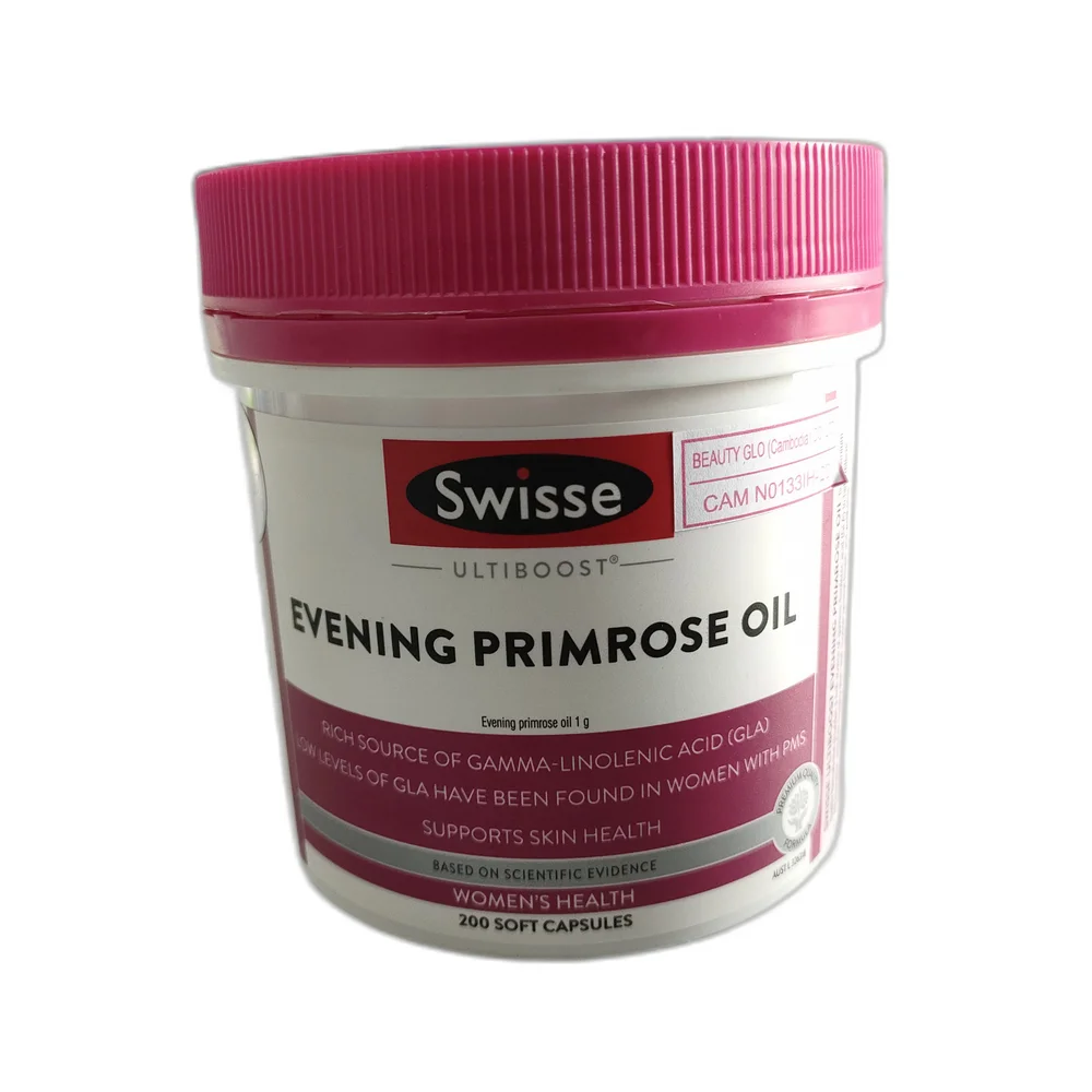 Swisse Ultiboost Evening Primrose Oil — available at pharmacies in Cambodia on PharmKulen