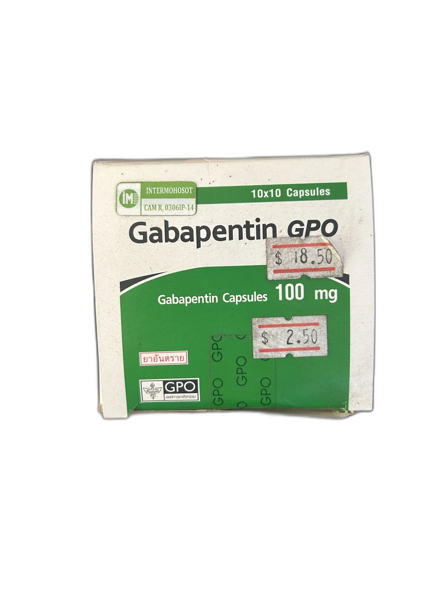 Gabapentin GPO 100 mg — available at pharmacies in Cambodia on PharmKulen