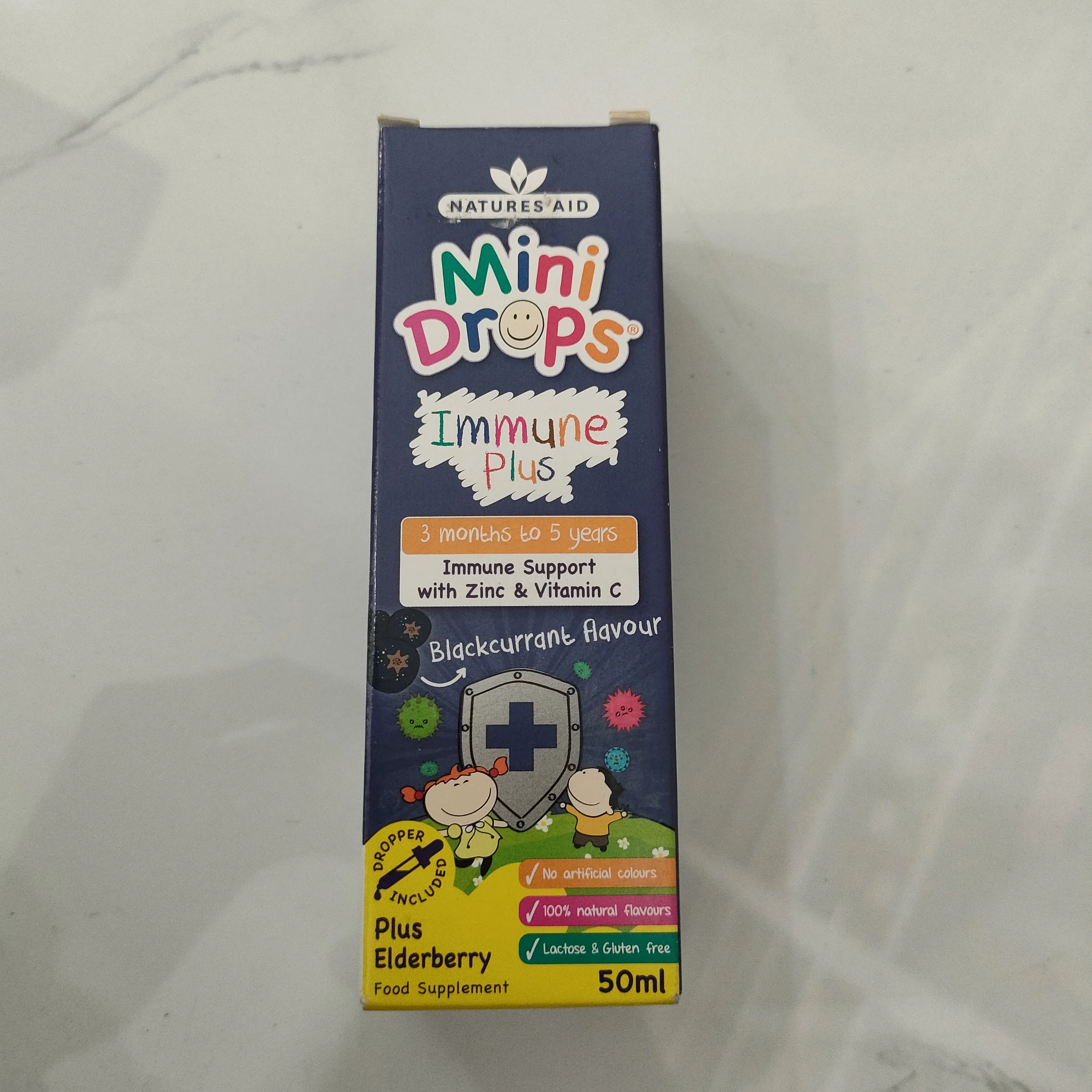 Natures Aid Mini Drops Immune Plus — available at pharmacies in Cambodia on PharmKulen