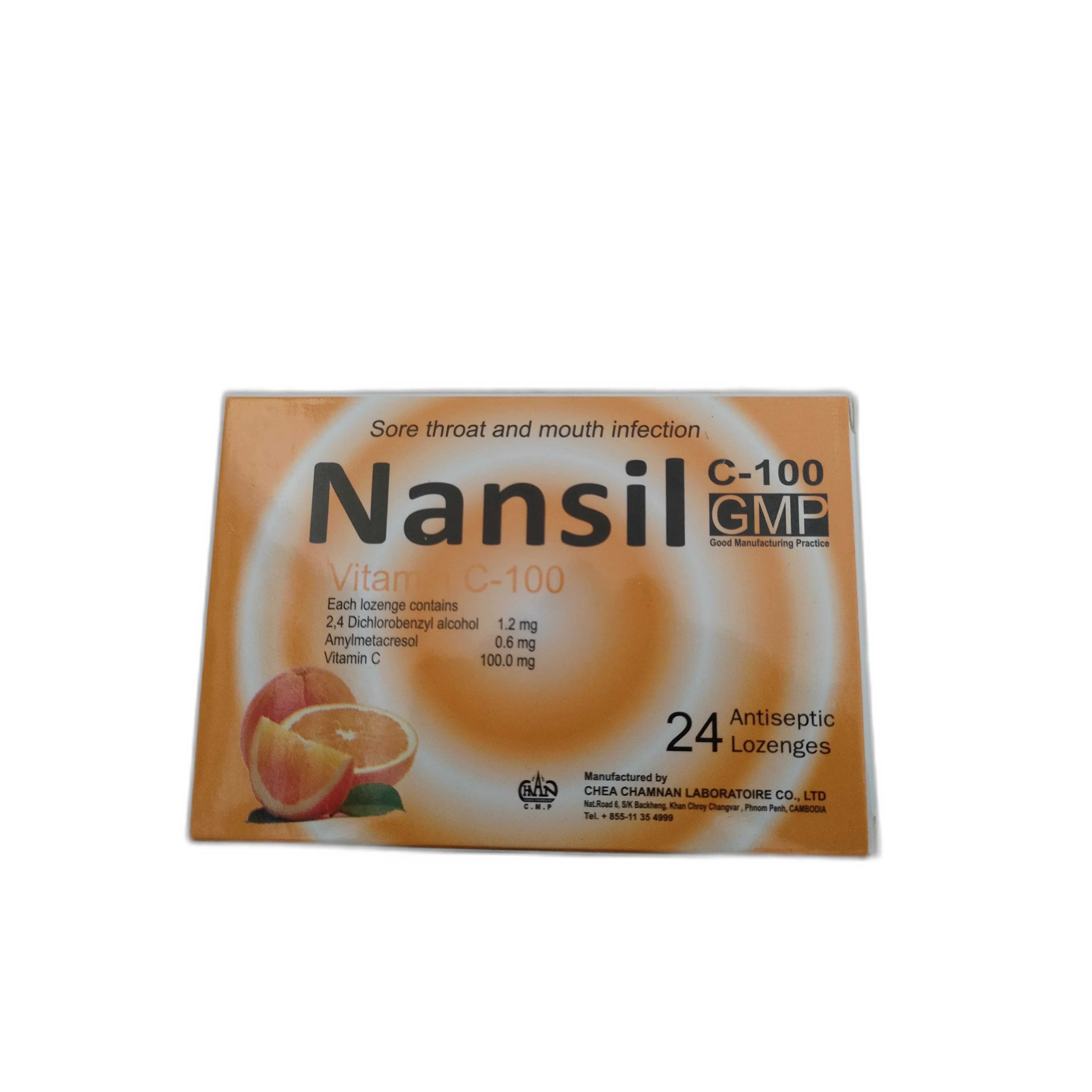 Nansil C-100 — available at pharmacies in Cambodia on PharmKulen