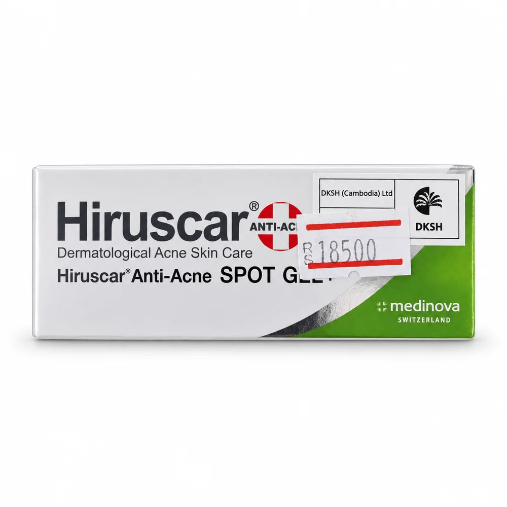 Hiruscar Anti-Acne Spot Gel+ — available at pharmacies in Cambodia on PharmKulen