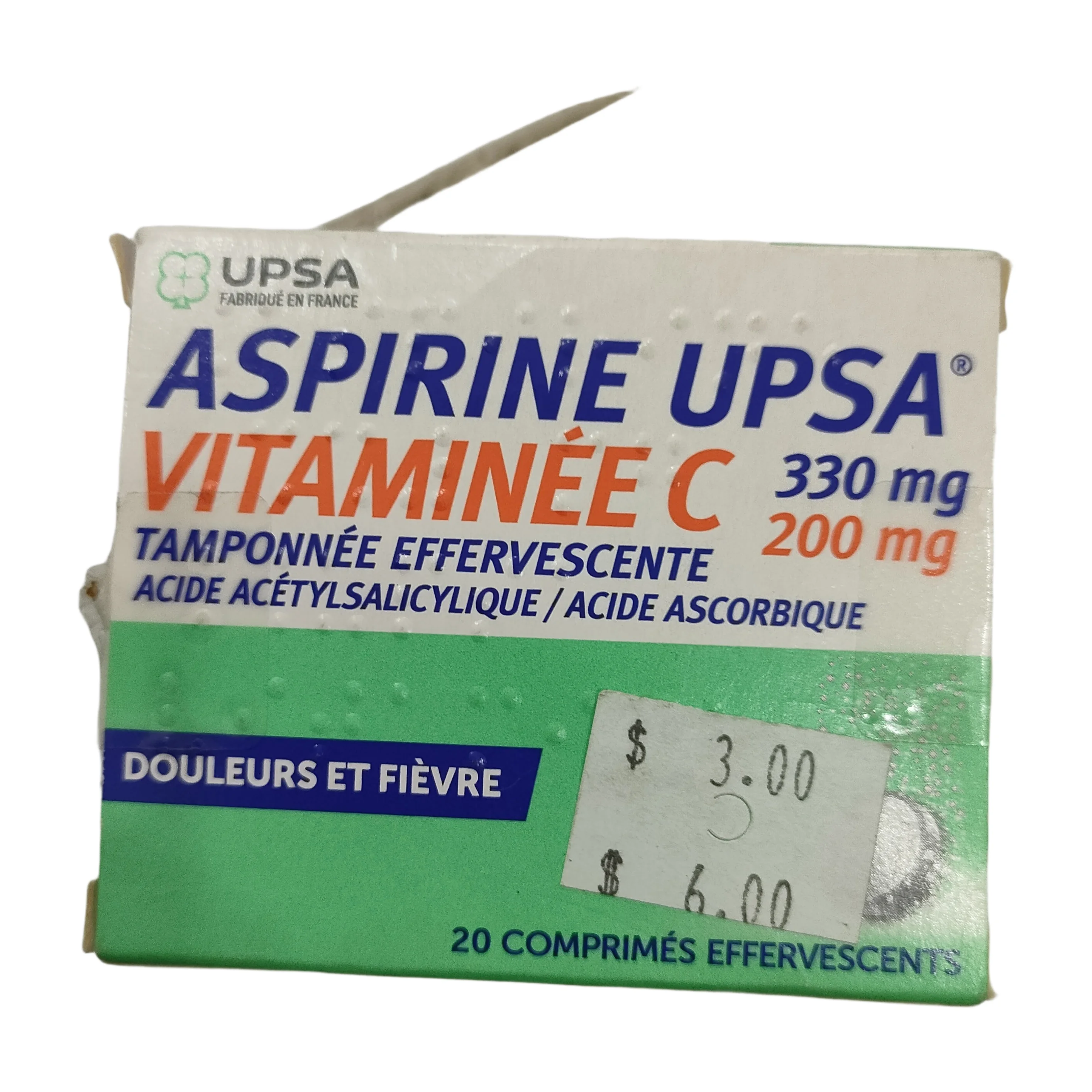 Aspirine UPSA Vitaminée C — available at pharmacies in Cambodia on PharmKulen