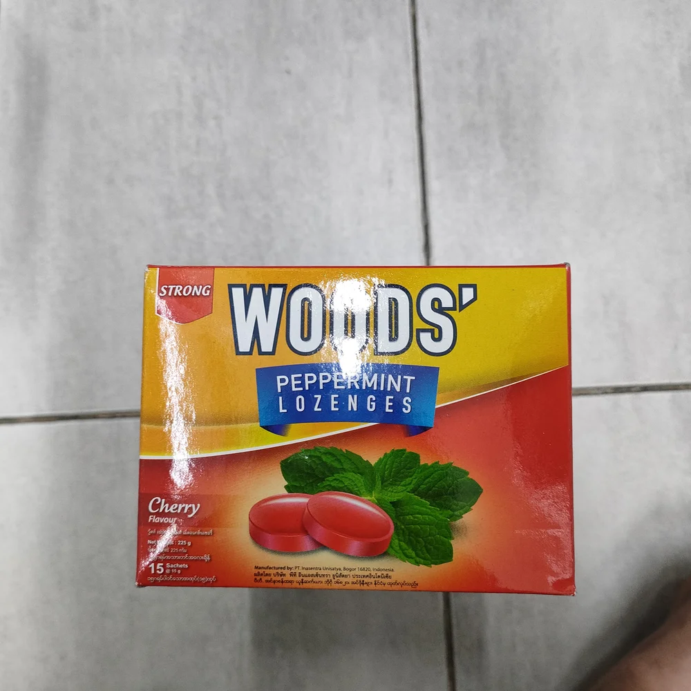 Woods' Peppermint Lozenges (Cherry) — available at pharmacies in Cambodia on PharmKulen