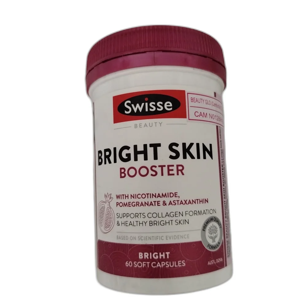 Swisse Beauty Bright Skin Booster with Nicotinamide, Pomegranate & Astaxanthin — available at pharmacies in Cambodia on PharmKulen