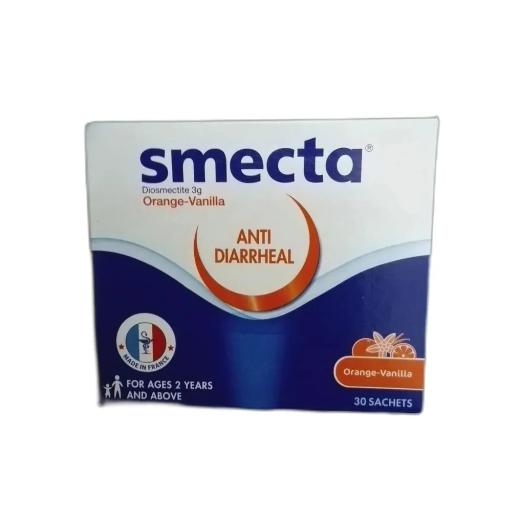 Smecta Orange-Vanilla — available at pharmacies in Cambodia on PharmKulen