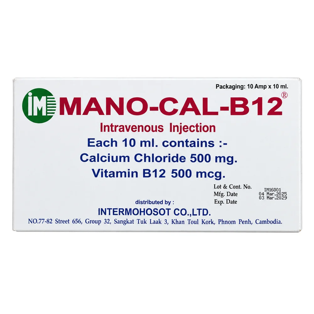 Mano-Cal-B12 — available at pharmacies in Cambodia on PharmKulen