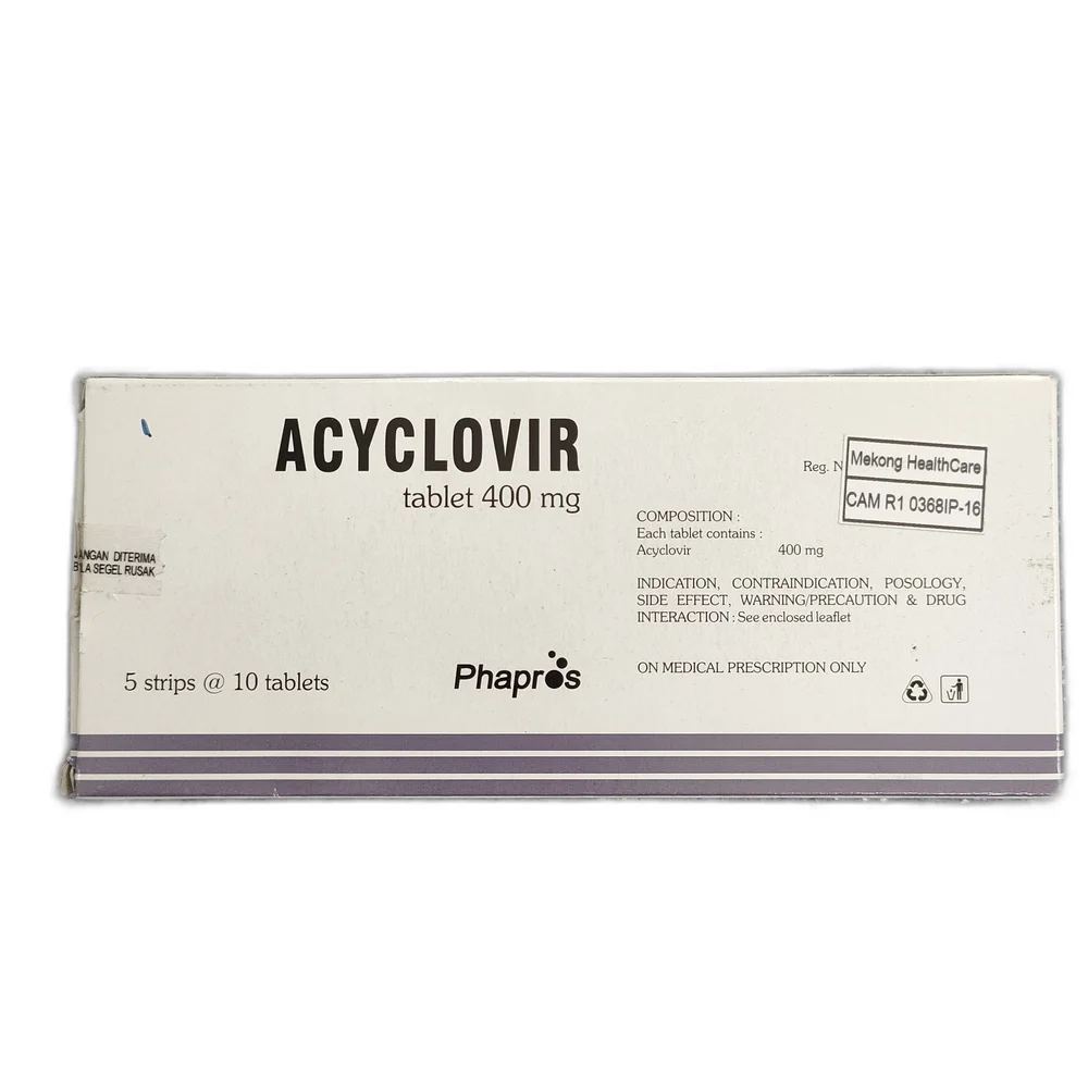 Acyclovir — available at pharmacies in Cambodia on PharmKulen