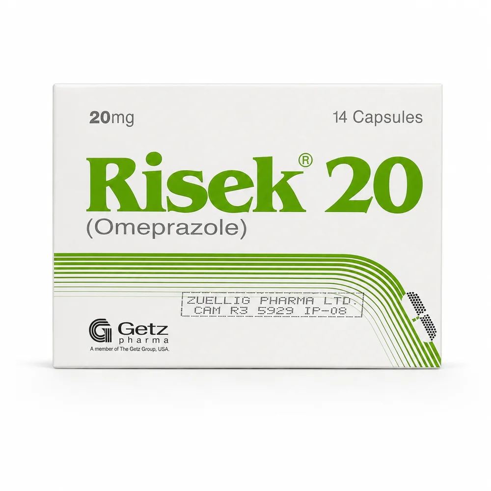 Risek 20 — available at pharmacies in Cambodia on PharmKulen