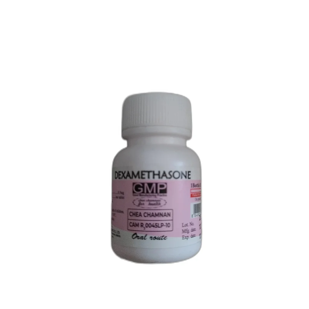 Dexamethasone pink — available at pharmacies in Cambodia on PharmKulen