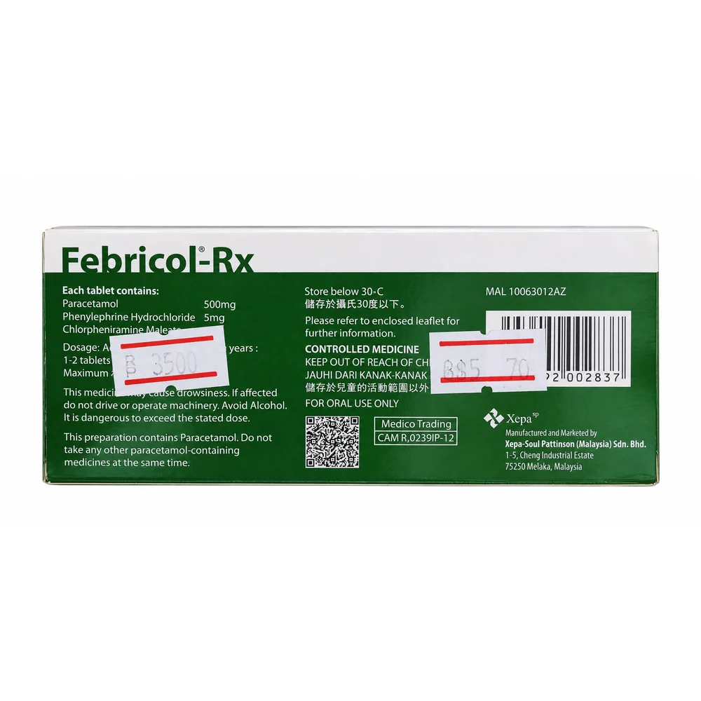 Febricol-Rx — available at pharmacies in Cambodia on PharmKulen
