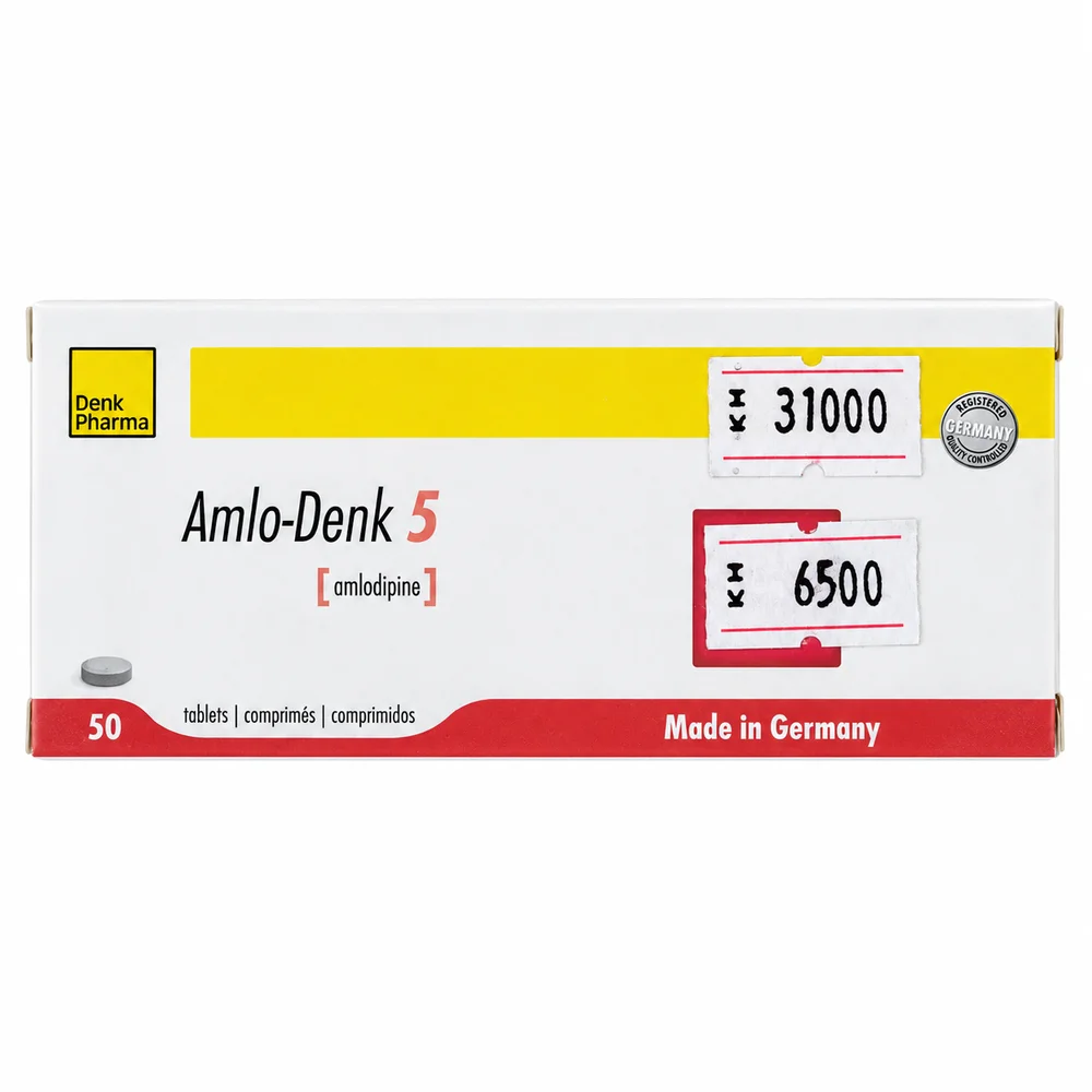 Amlo-Denk — available at pharmacies in Cambodia on PharmKulen