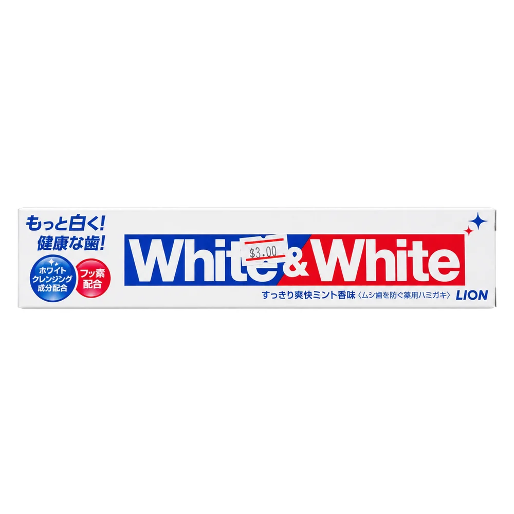Lion White & White Toothpaste — available at pharmacies in Cambodia on PharmKulen