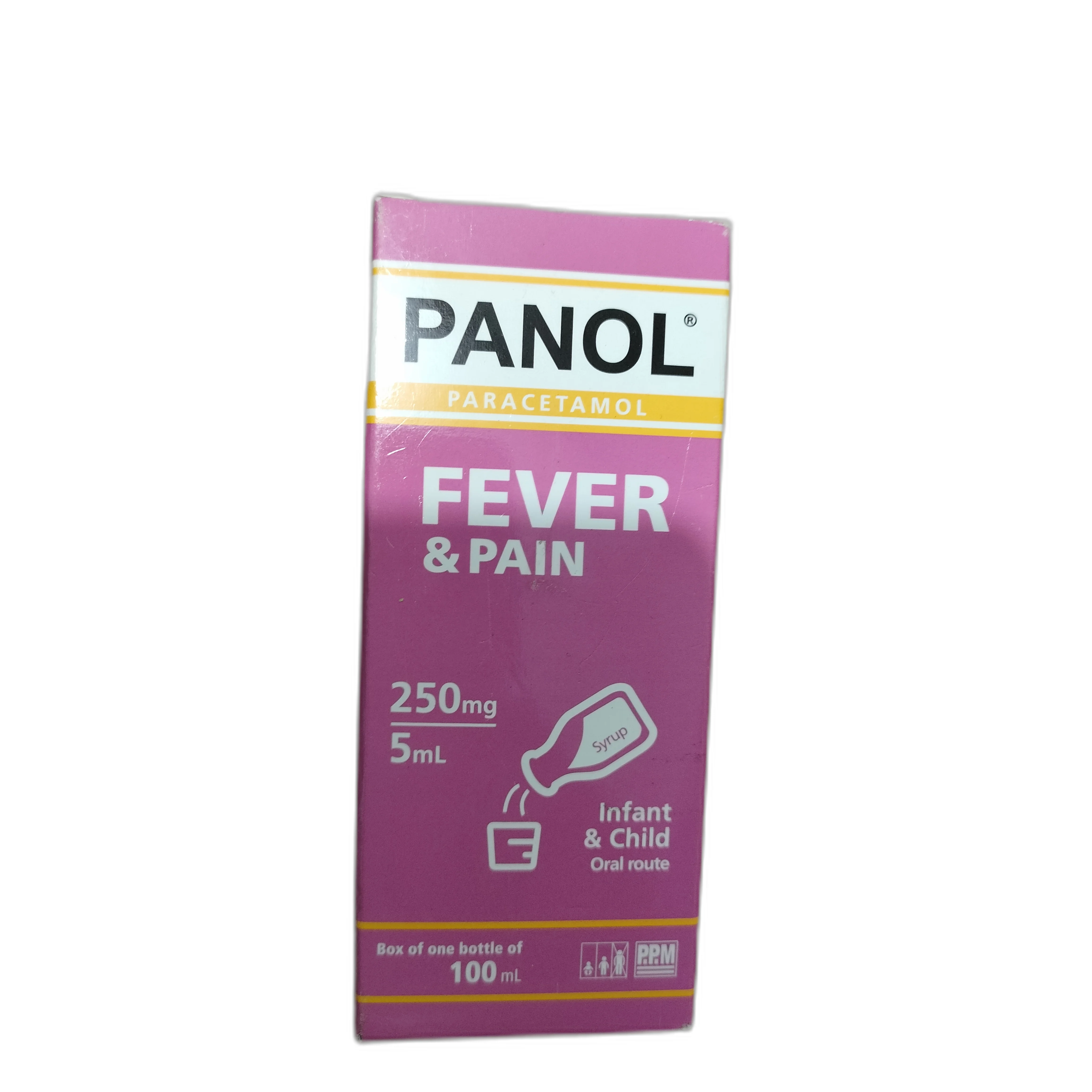 Panol Fever & Pain Syrup — available at pharmacies in Cambodia on PharmKulen