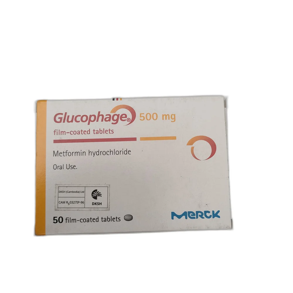Glucophage 500 mg — available at pharmacies in Cambodia on PharmKulen