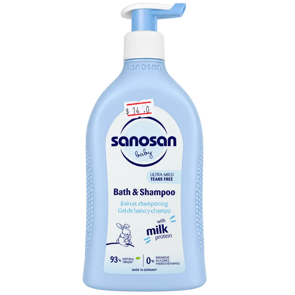 Sanosan Baby Bath & Shampoo — available at pharmacies in Cambodia on PharmKulen