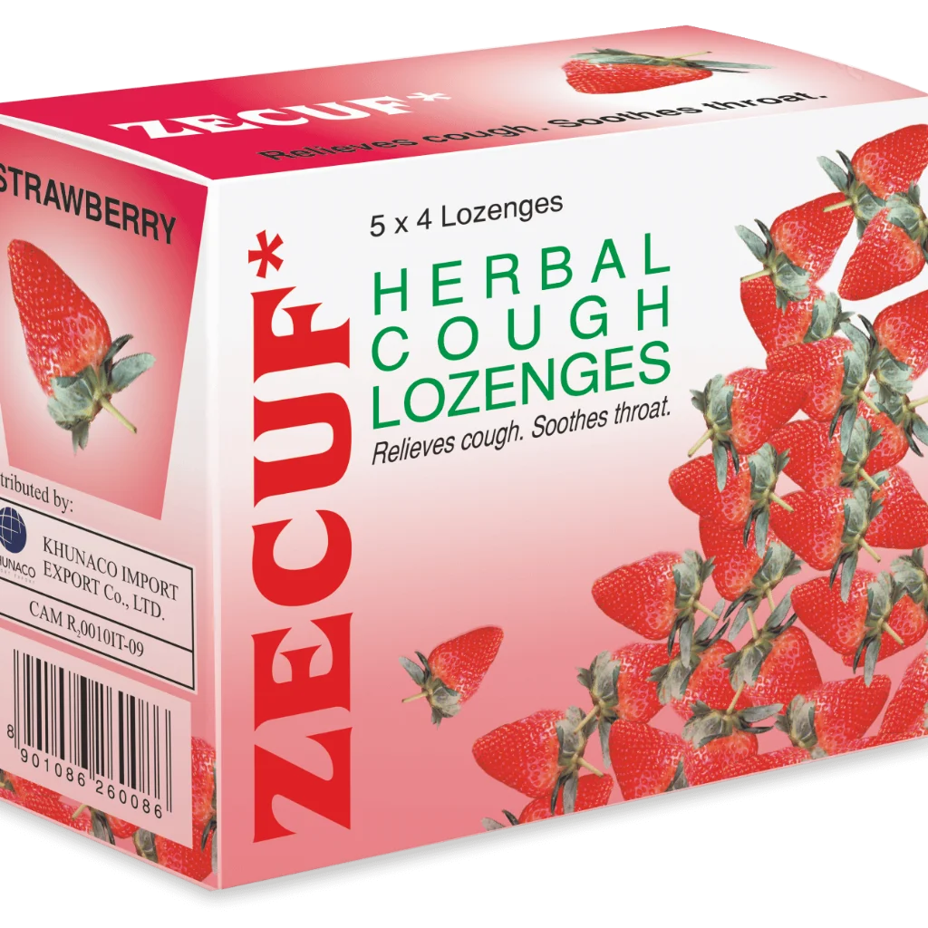 Zecuf Herbal Cough Lozenges (Strawberry) — available at pharmacies in Cambodia on PharmKulen