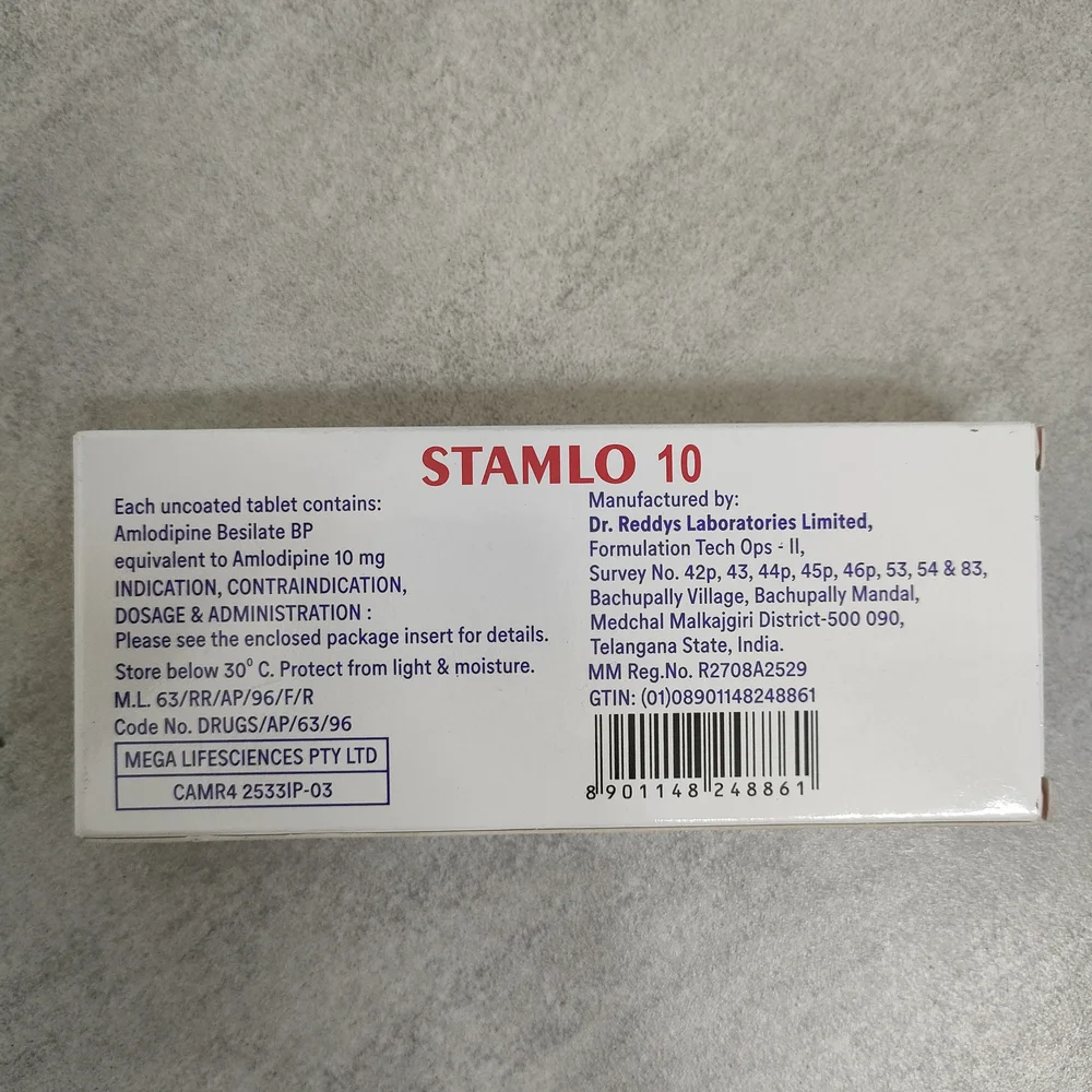 Stamlo 10 — available at pharmacies in Cambodia on PharmKulen