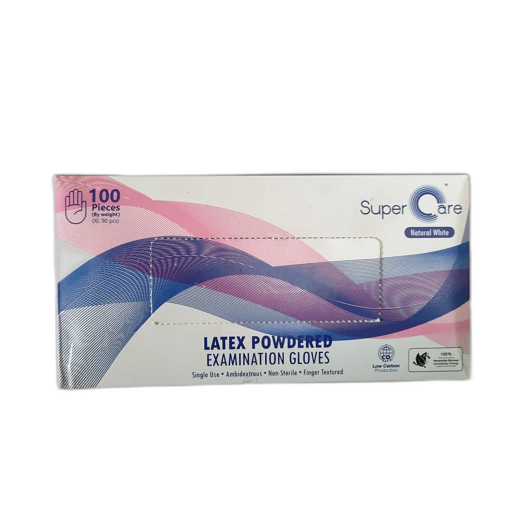 Super Care Latex Powdered Examination Gloves — available at pharmacies in Cambodia on PharmKulen
