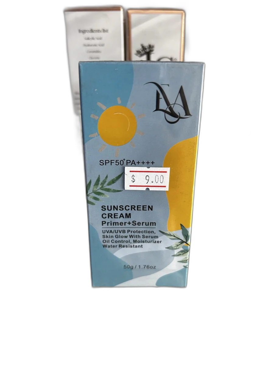 M Sunscreen Cream Primer+Serum SPF50+ PA+++ — available at pharmacies in Cambodia on PharmKulen